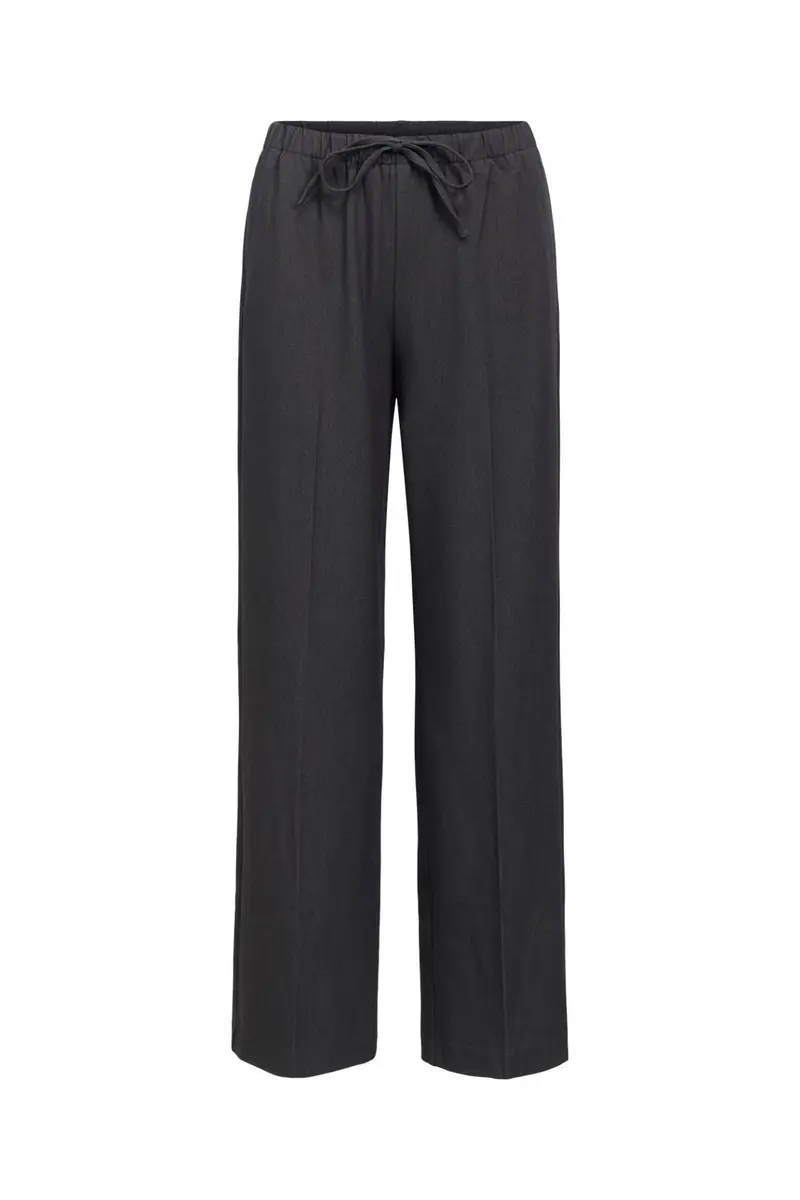 Object - Objlisa Tie Wide Pant - 5191831 Medium Grey Melange