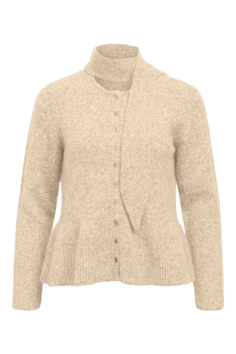 Object - Objnivin L/S Scarf Knit Cardigan 147 - 5175640 Birch Melange