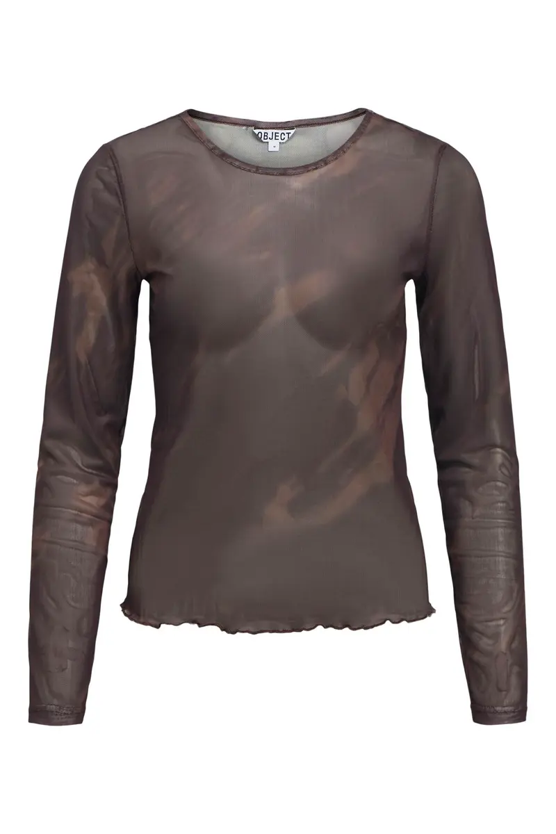 Object - Objnoelle Slim L/S Top 147 - 5180816 Chocolate Plum Carafe