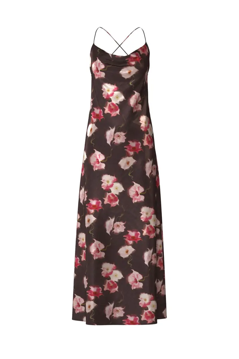 Object - Objsally Maxi Slip Dress - 5094699 Seal Brown Flowers