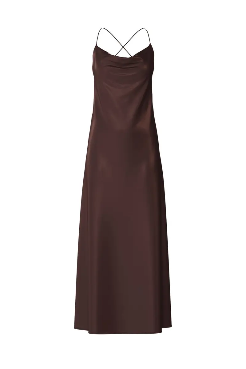 Object - Objsally Maxi Slip Dress - 5094700 Seal Brown