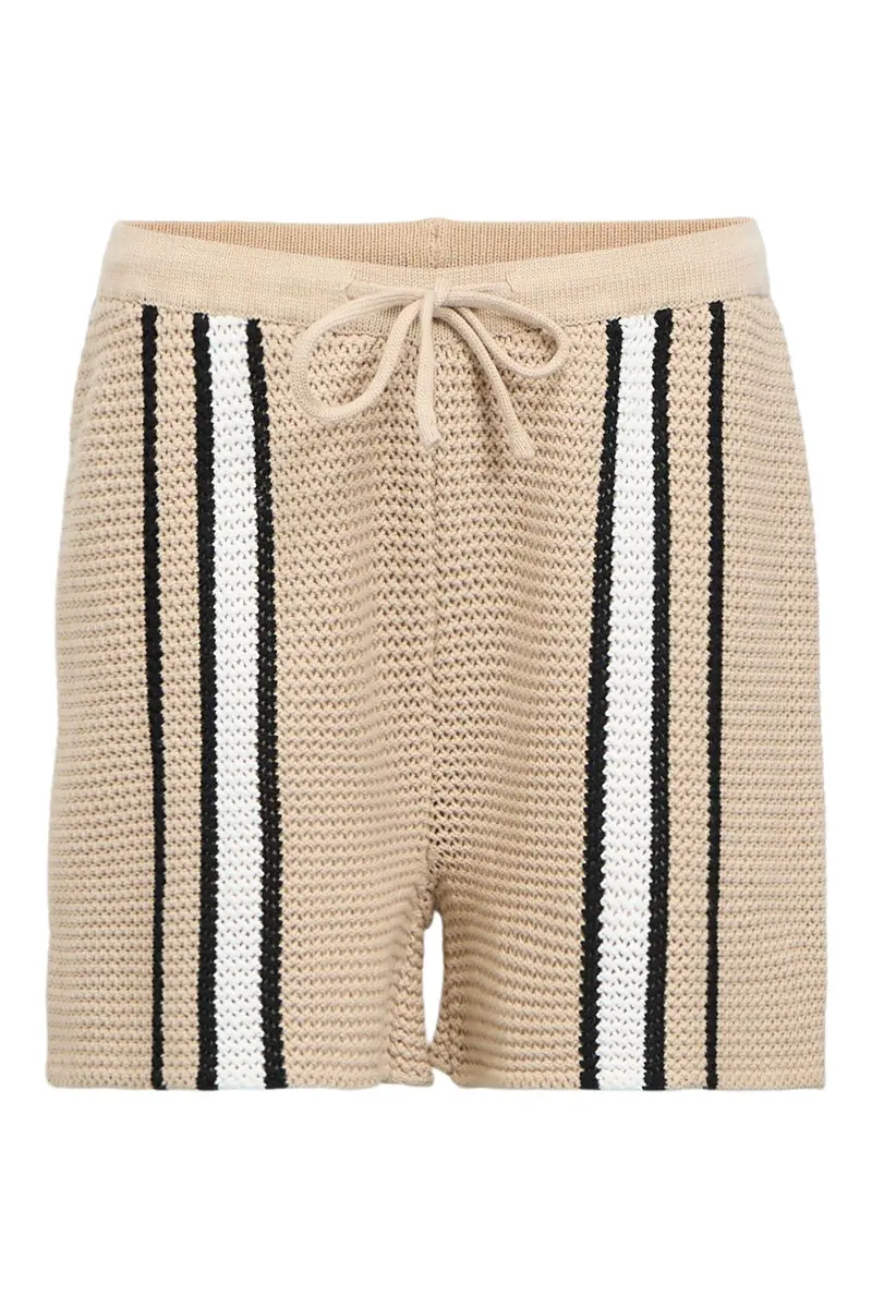 Object - Objviola Short Knit Shorts 144 - 5010165 Humus Black/Cloud Dancer