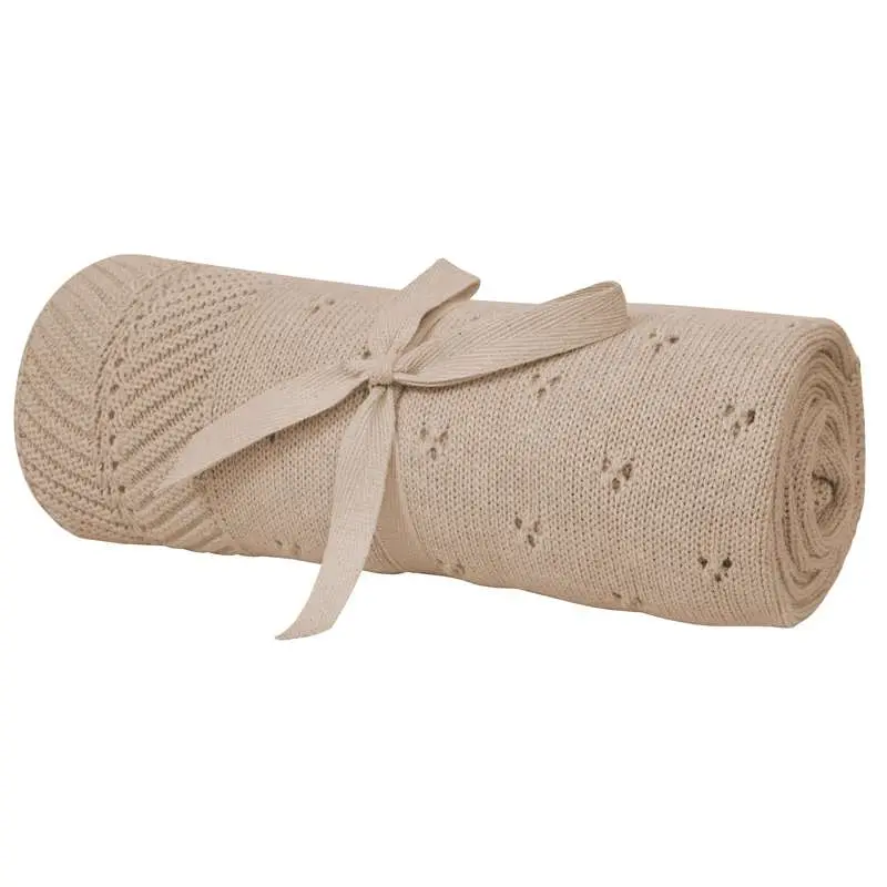Oh'Naturel Strikket Babytæppe - Økologisk Bomuld - 80x100 cm. - Sand