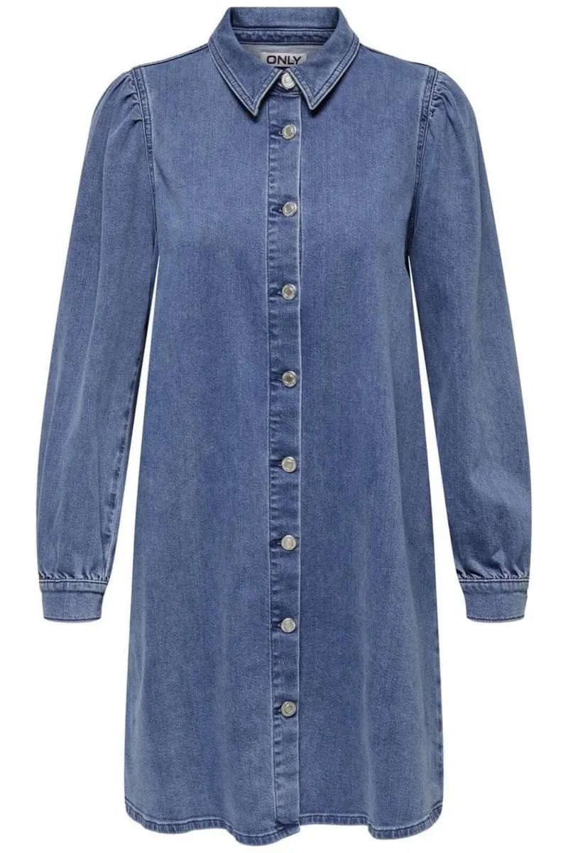 Only - Onlalma L/S Dress Cro - 4724084 Medium Blue Denim