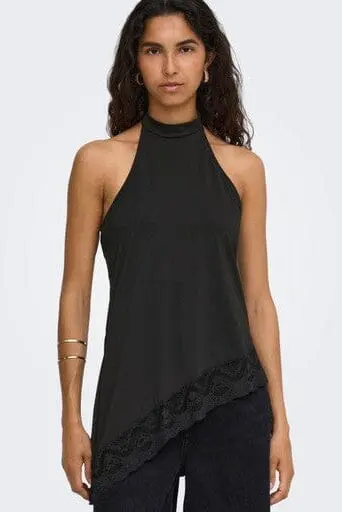 Only - Onlaria S/L Halterneck Lace Top - 5128378 Black