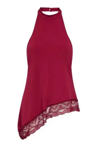 Only - Onlaria S/L Halterneck Lace Top - 5171061 Rumba Red