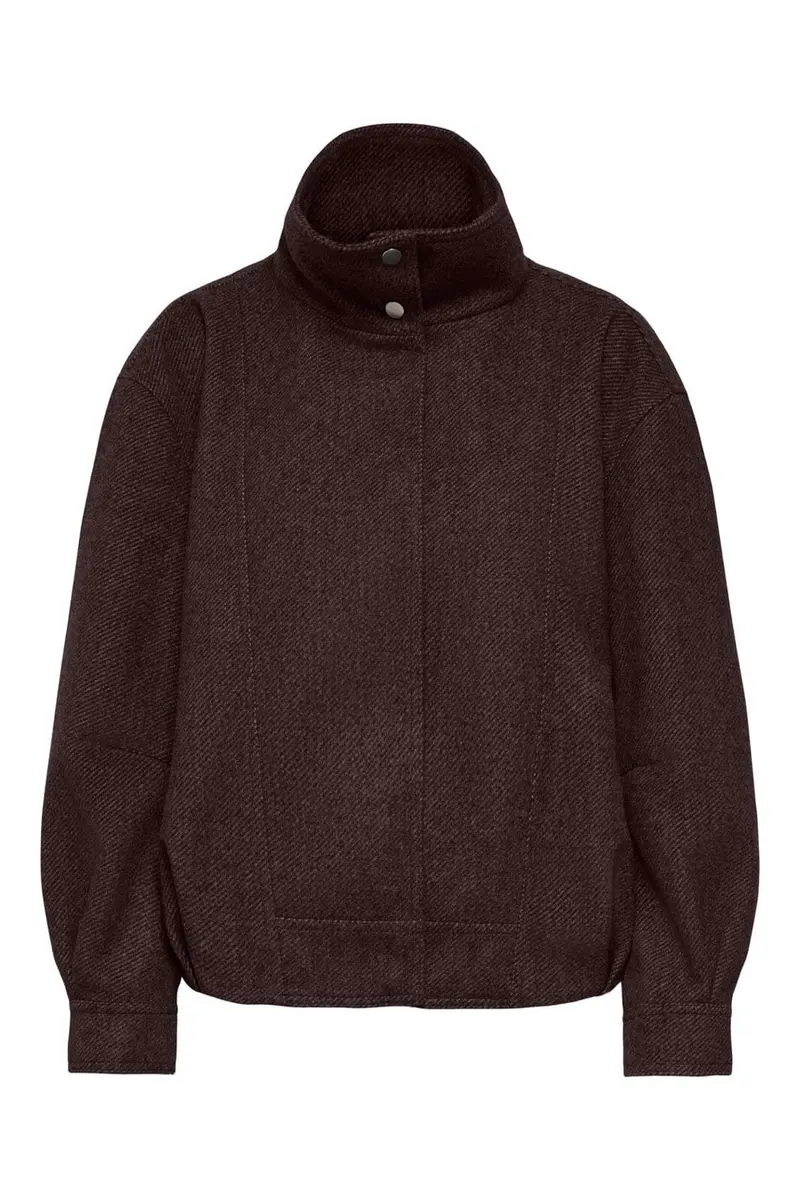 Only - Onlasta High Collar Bomber Jacket - 5136400 Chocolate Torte Melange