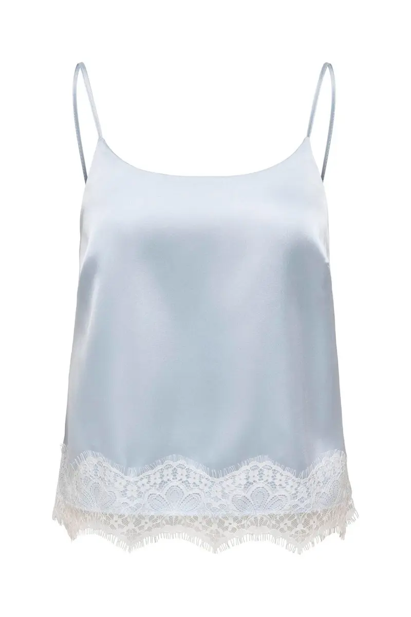 Only - Onlbella Satin Lace Detail Top - 5123154 Niagara Mist White Lace