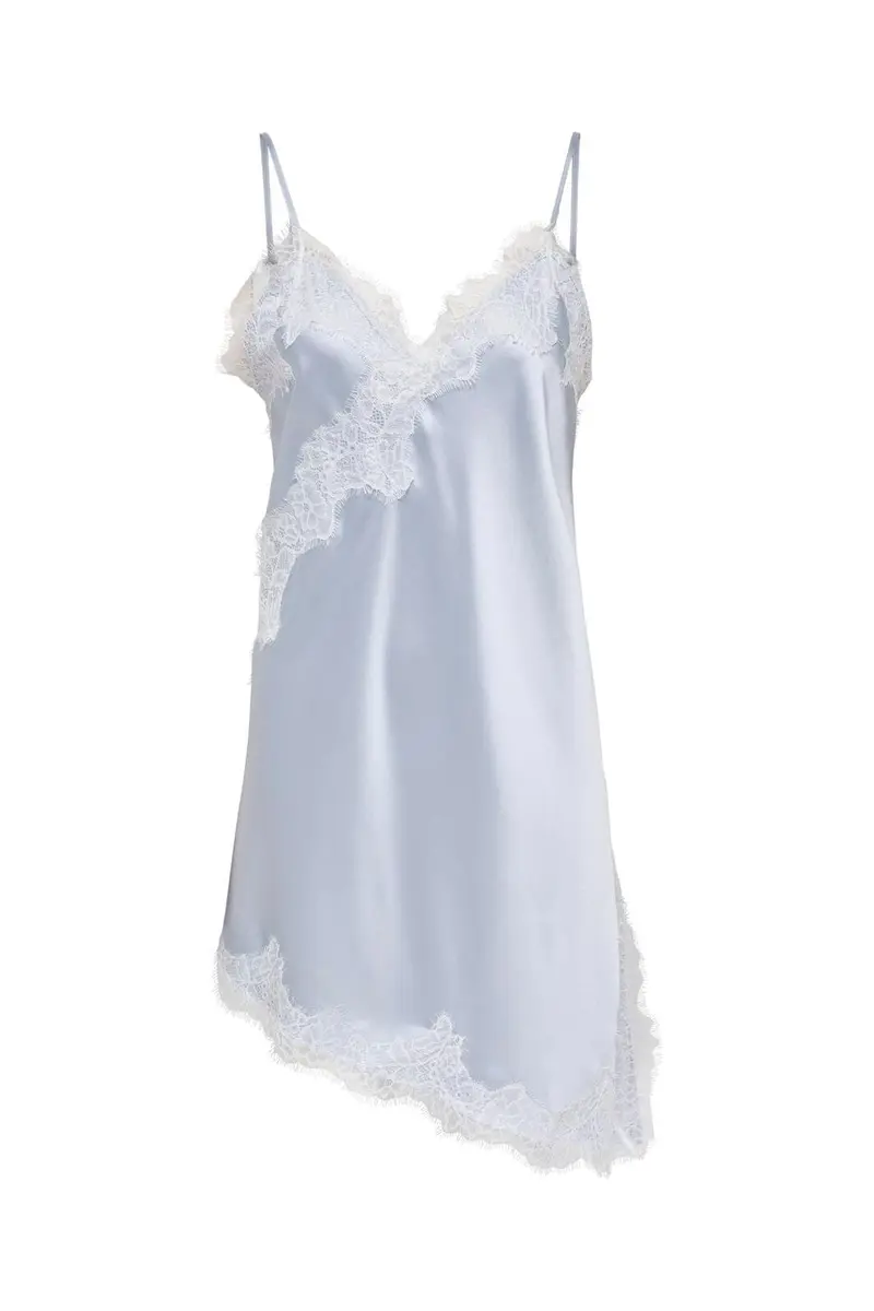 Only - Onlbella Slanted Satin Lace Dress - 5121485 Niagara Mist White Lace