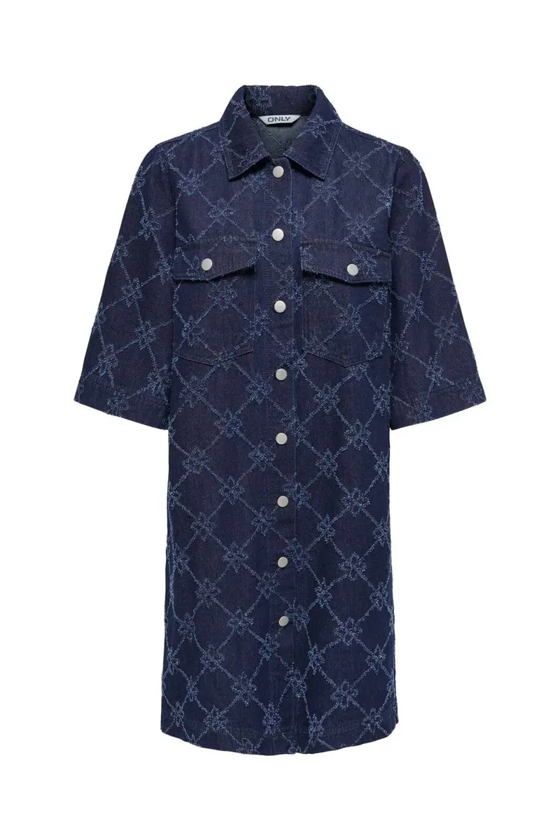 Only - Onlbella Wide Sleeves Print Dress - 5051335 Dark Blue Denim