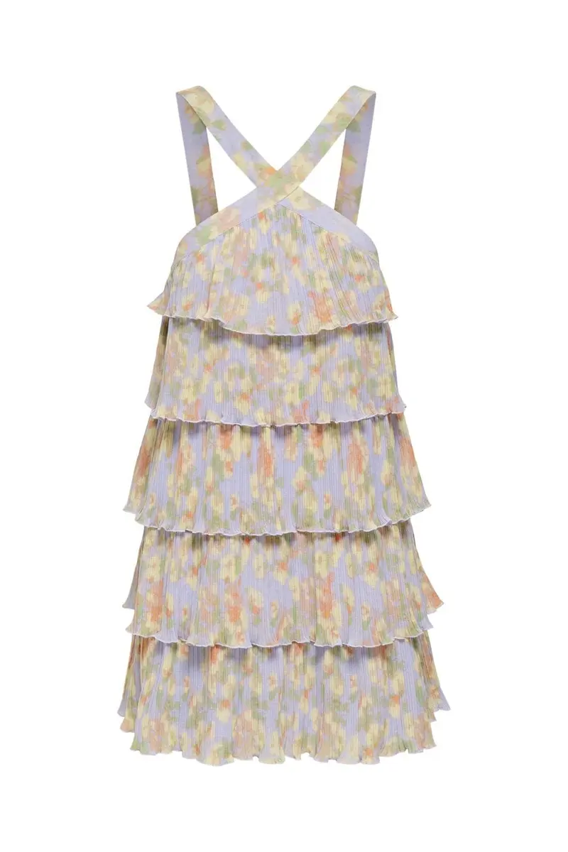 Only - Onlbelna S/L Frill Short Dress - 5110383 Sweet Lavender Blurry Flower