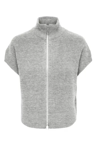 Only - Onlbianca Sl Highneck Zip Vest Knt - 5172505 Medium Grey Melange Silver Zip