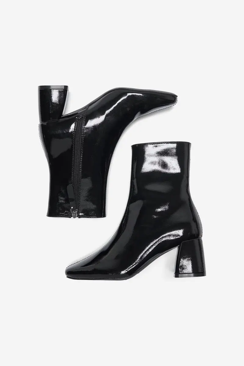 Only - Onlbrielle-1 Pu Heeled Boot - 4842706 Black Wrinkled Patent