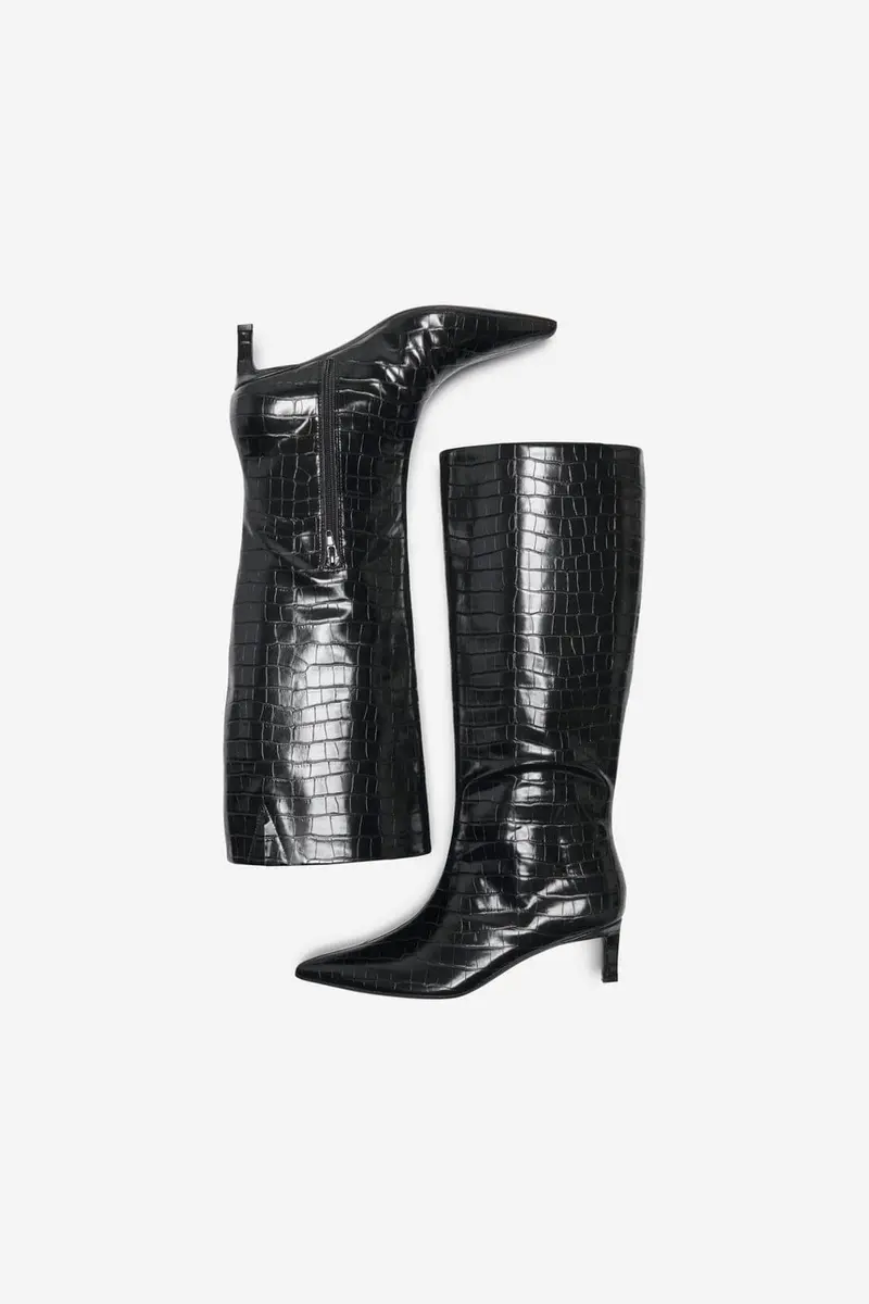 Only - Onlbrixton-3 Knee High Boot - 5078771 Black Croco