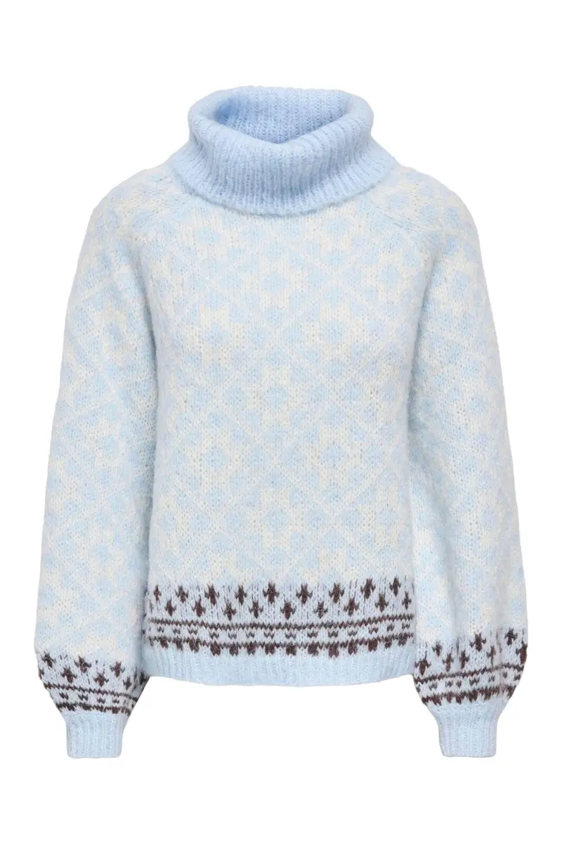 Only - Onlcaro Ls Rollneck Cc Knt - 5026023 Cashmere Blue Bitch/Coffee Bean