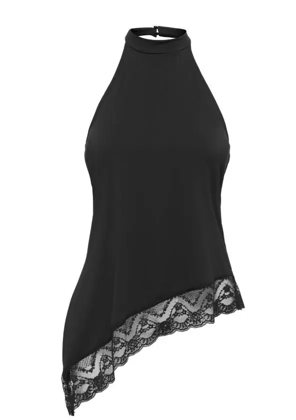 Only - Onlcarolina S/L Halterneck Top - 5128383 Black Black Glitter