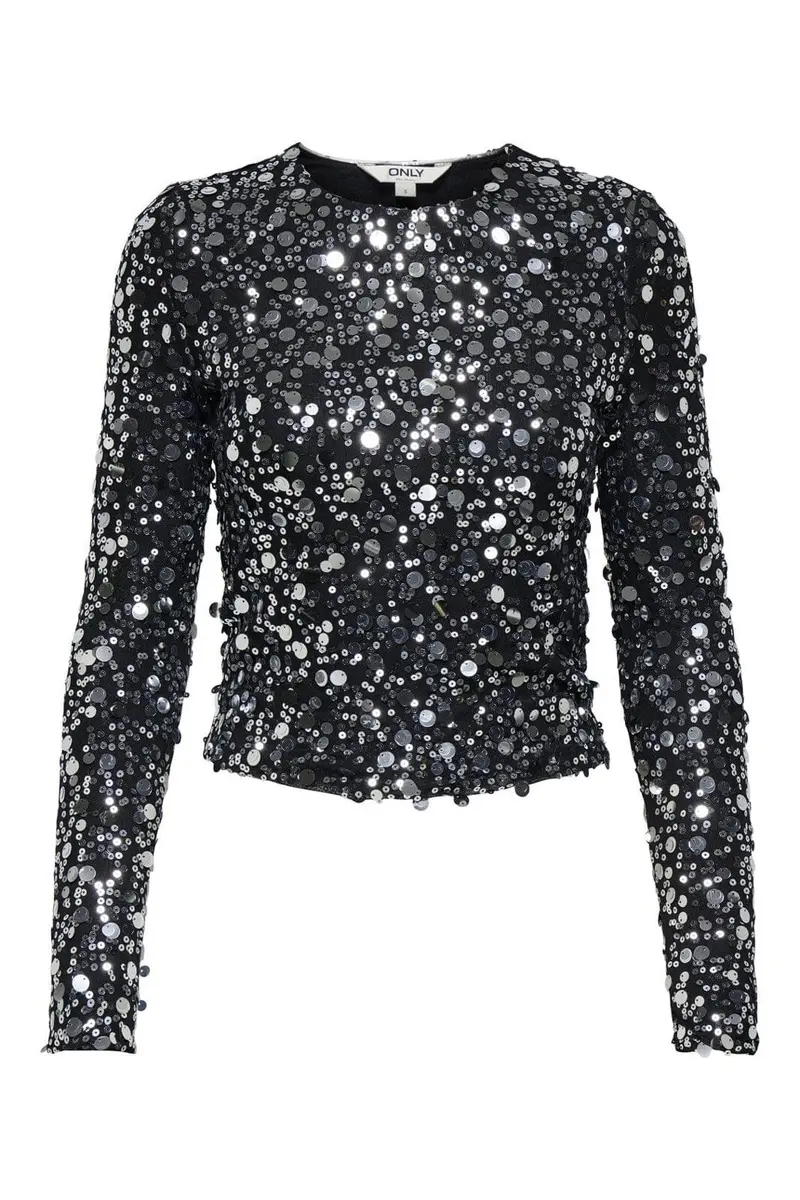 Only - Onlcatina Ls Sequins Top - 4866241 Silver