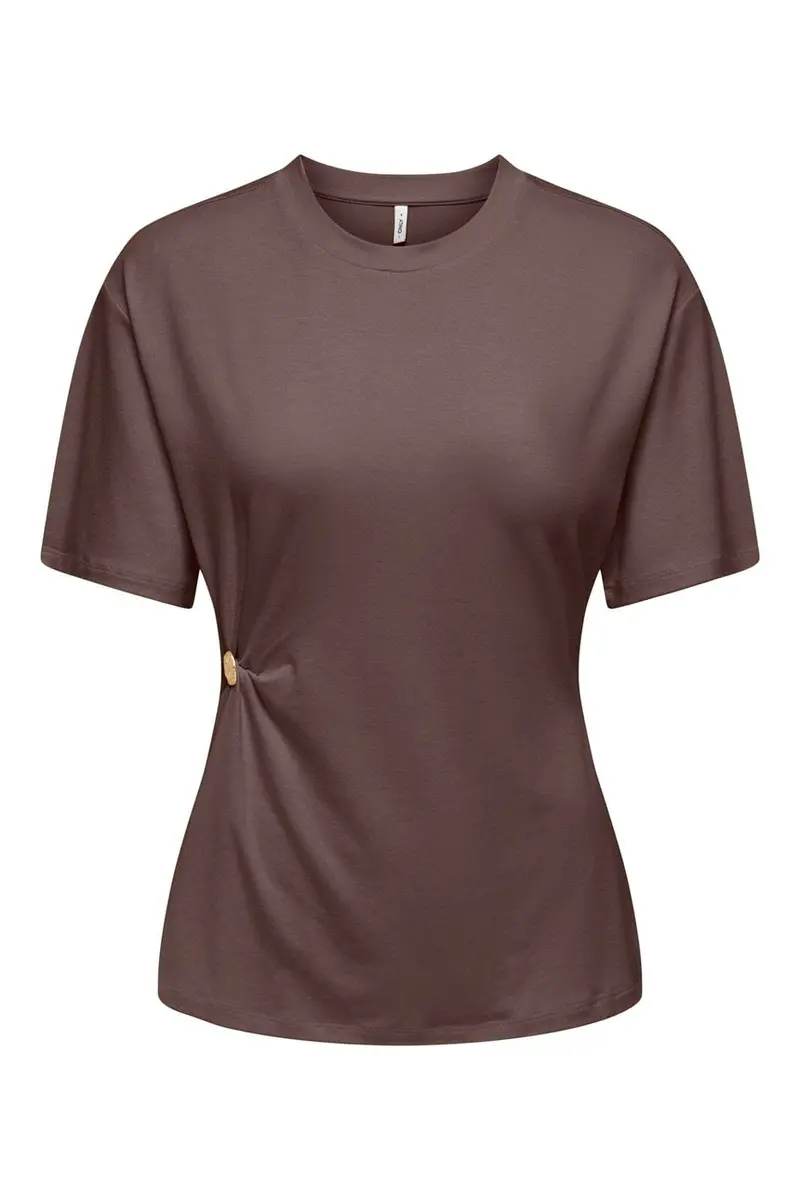 Only - Onlceline S/S Button Top Ff - 5081360 Chocolate Martini Light Gold Button