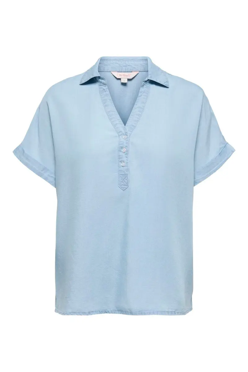 Only - Onlcharis Life Cap Sleeve Shirt Cc - 4910840 Light Blue Denim