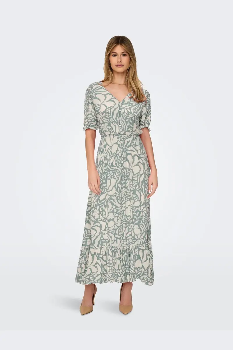 Only - Onlchianti S/S Long Dress - 4758851 Chinois Green Narri Print
