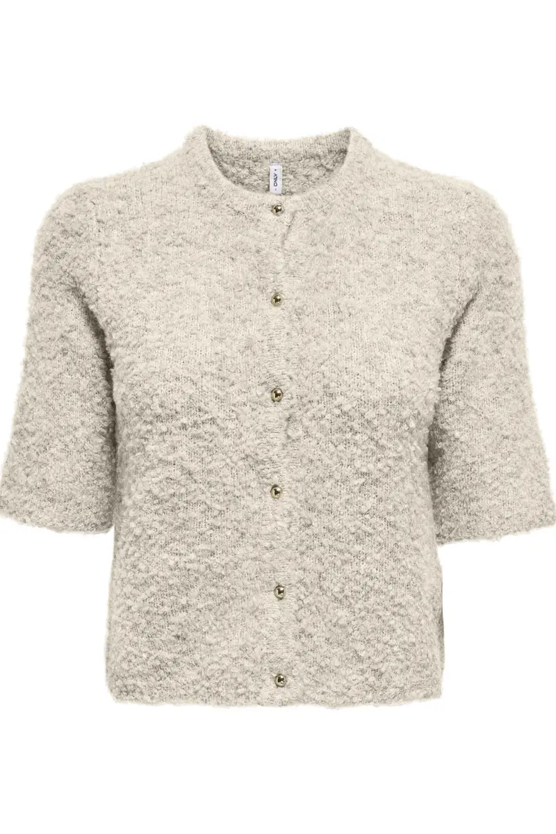 Only - Onlcille Ss O-Neck Cardigan Cc Knt - 4853495 Birch Melange