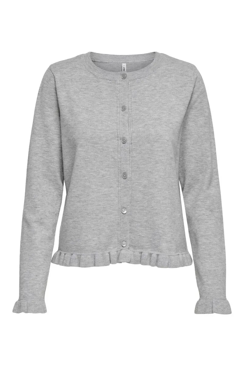 Only - Onlcinderel Ls Frill Cardigan Knt - 4979900 Light Grey Melange