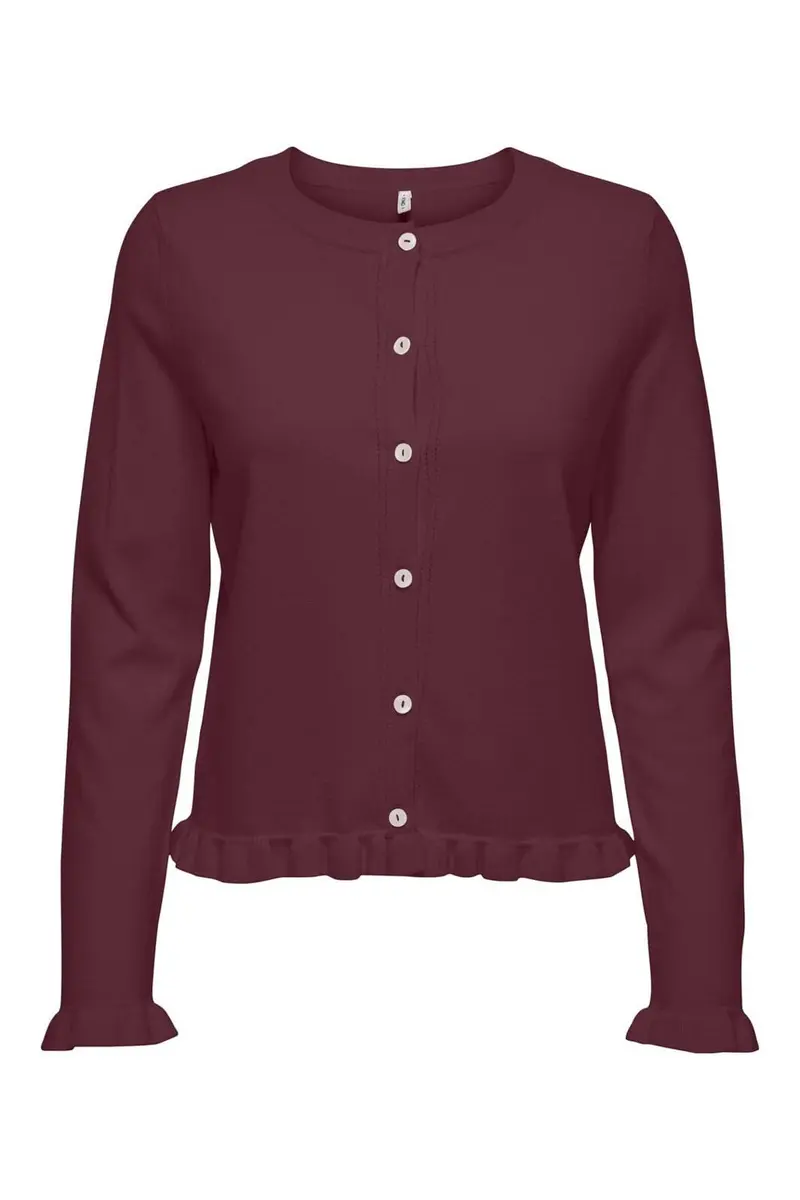 Only - Onlcinderel Ls Frill Cardigan Knt - 4980177 Windsor Wine