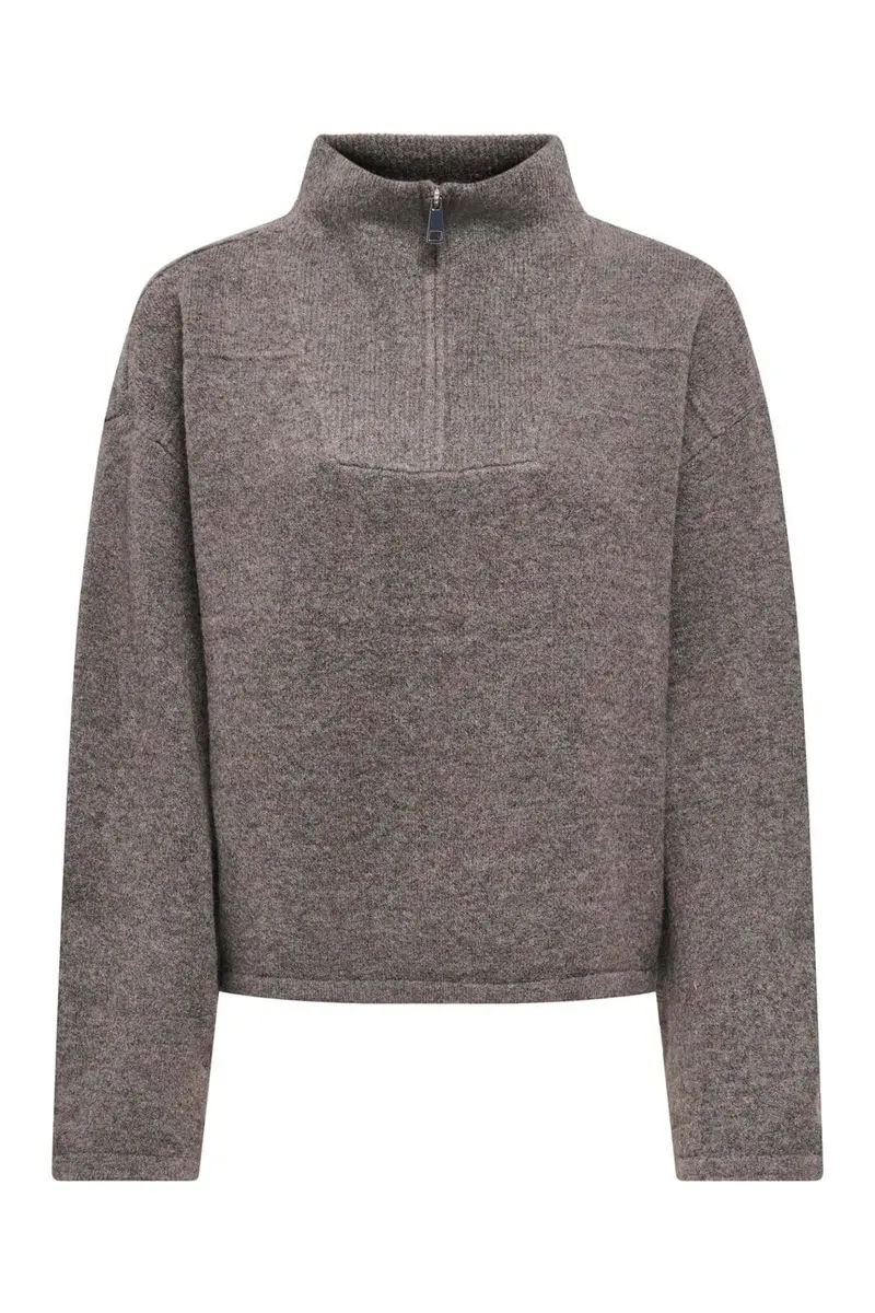 Only - Onlclara Ls Half Zip Knt - 5062024 Bracken Melange/Silver Zip