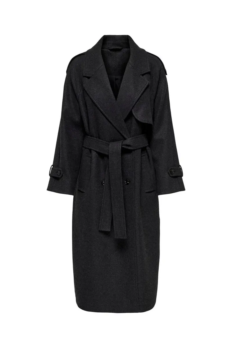 Only - Onldear-Trillion Long Belt Coat - 4732311 Dark Grey Melange