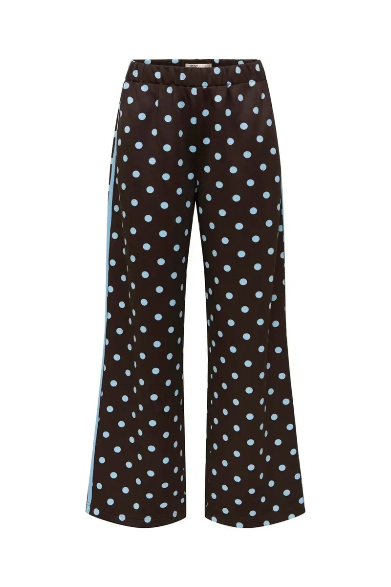 Only - Onldotier Panel Wide Pant - 5265242 Coffee Bean Cashmere Blue Dots + Panel