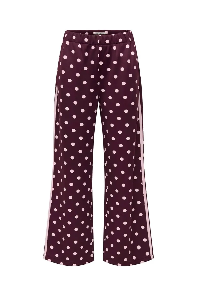 Only - Onldotier Panel Wide Pant - 5265248 Fig Parfait Pink Dots + Panels