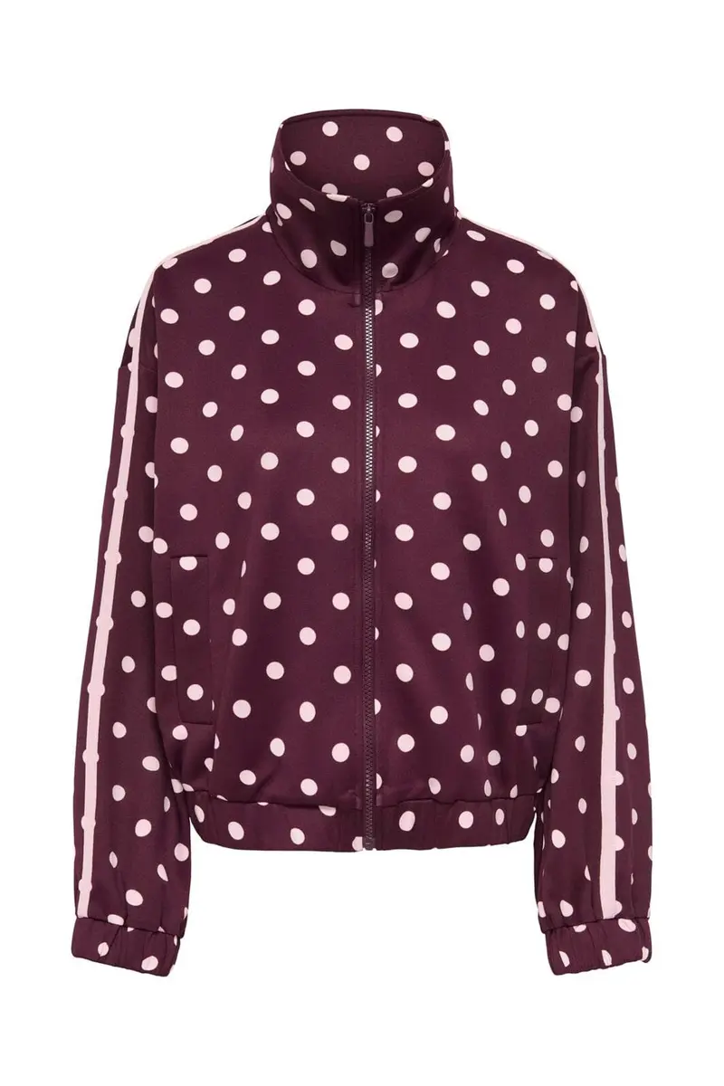 Only - Onldotier Zip Jacket - 5265249 Fig Parfait Pink Dots + Panels