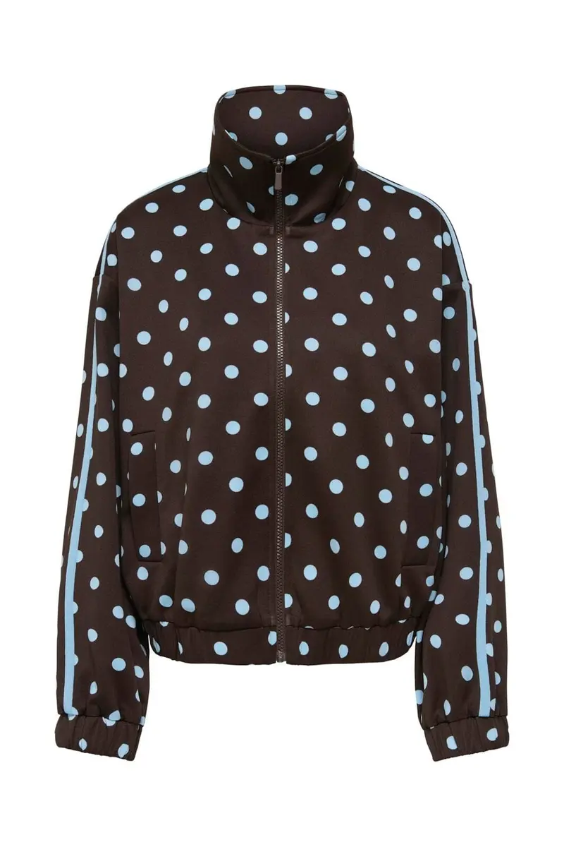Only - Onldotier Zip Jacket - 5265253 Coffee Bean Cashmer Blue Dots + Panels