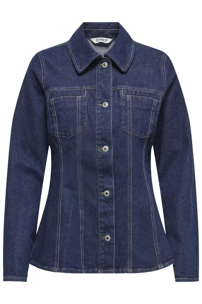 Only - Onlelle L/S Fitted Jkt Gua - 4827007 Dark Blue Denim Rinse