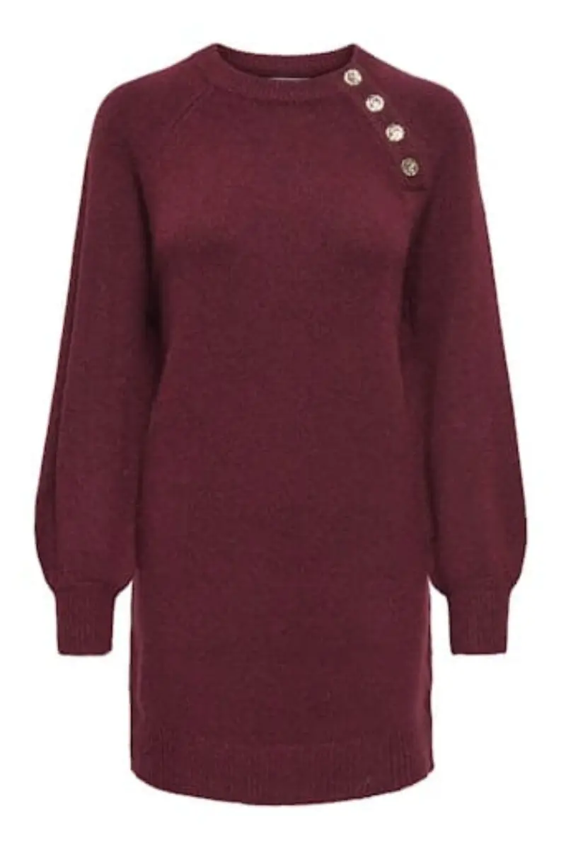 Only - Onlemma Life Ls Button Onec Dress Cc Knt - 4853471 Cabernet Melange/Gold Button