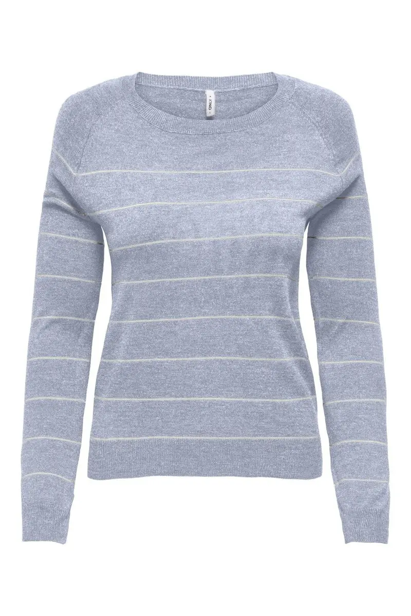Only - Onlemmi Ls Raglan O-Neck Cc Knt - 4981391 Soft Chambray Mel/Cloud Dancer/Wide