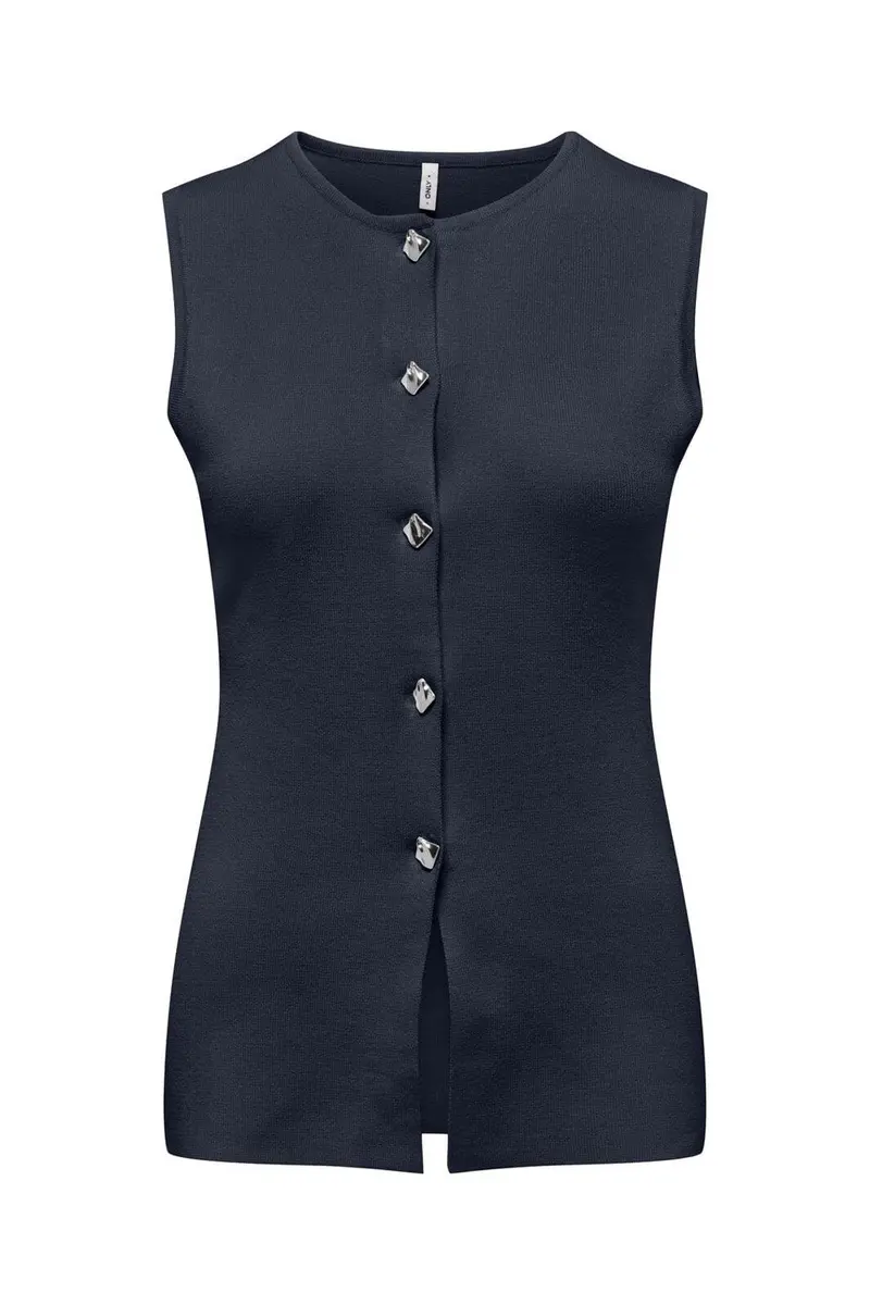 Only - Onlevelin Life Sl Vest Cc Knt - 4981553 Navy Blazer Silver Button