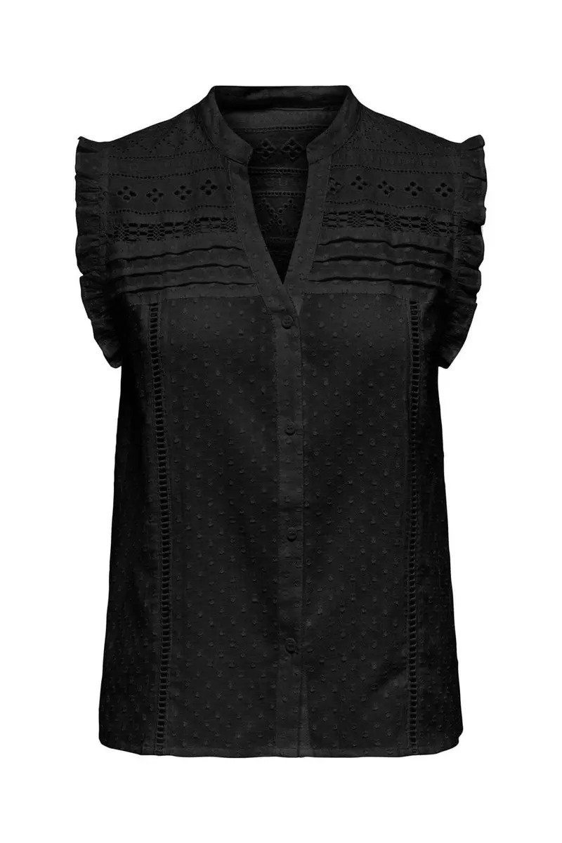 Only - Onlevelyn Sl V-Neck Top Ox - 4925953 Black