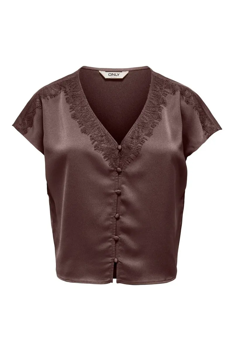 Only - Onlfaraya S/L Button Lace Satin Top - 5092353 Shopping Bag