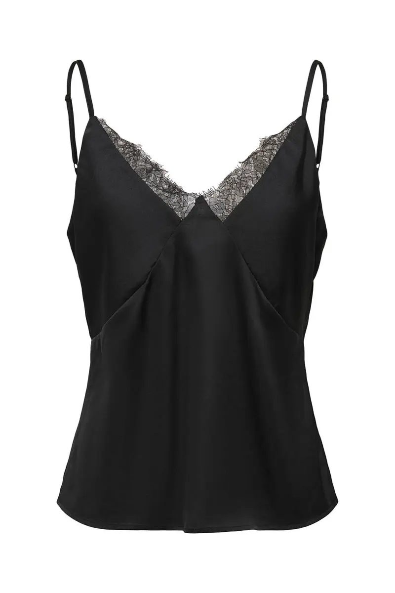 Only - Onlfaraya Strap Lace Satin Top - 5080594 Black