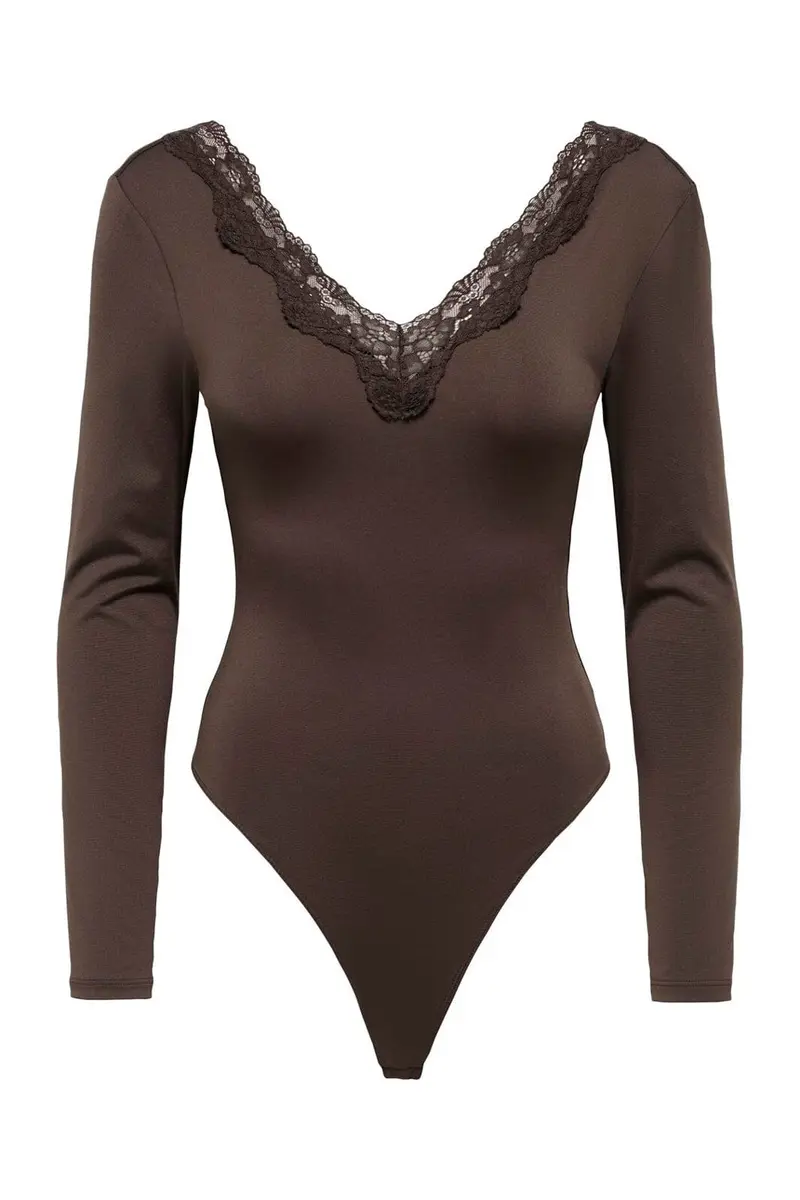 Only - Onlfern L/S V-Neck Bodystocking - 5116984 Coffee Bean