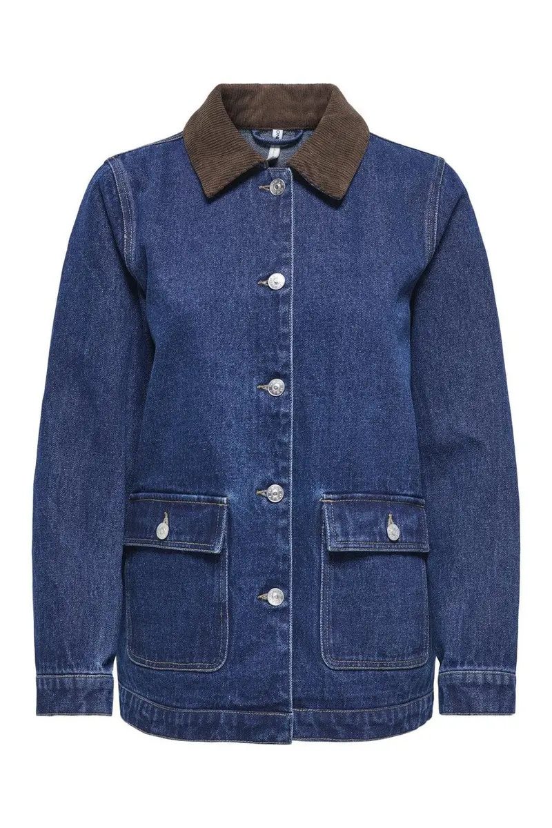 Only - Onlfrankie Ls Cord Ovs Jkt Gua - 4891459 Dark Blue Denim