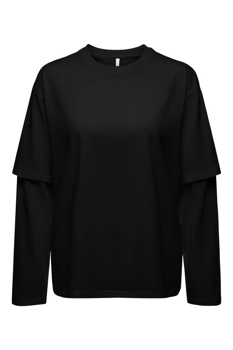 Only - Onlfreja L/S Stripe Double Top - 5193967 Black