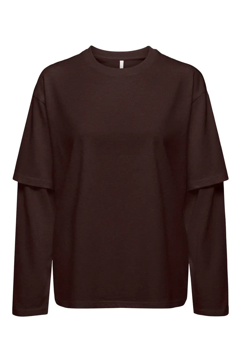 Only - Onlfreja L/S Stripe Double Top - 5193968 Coffee Bean