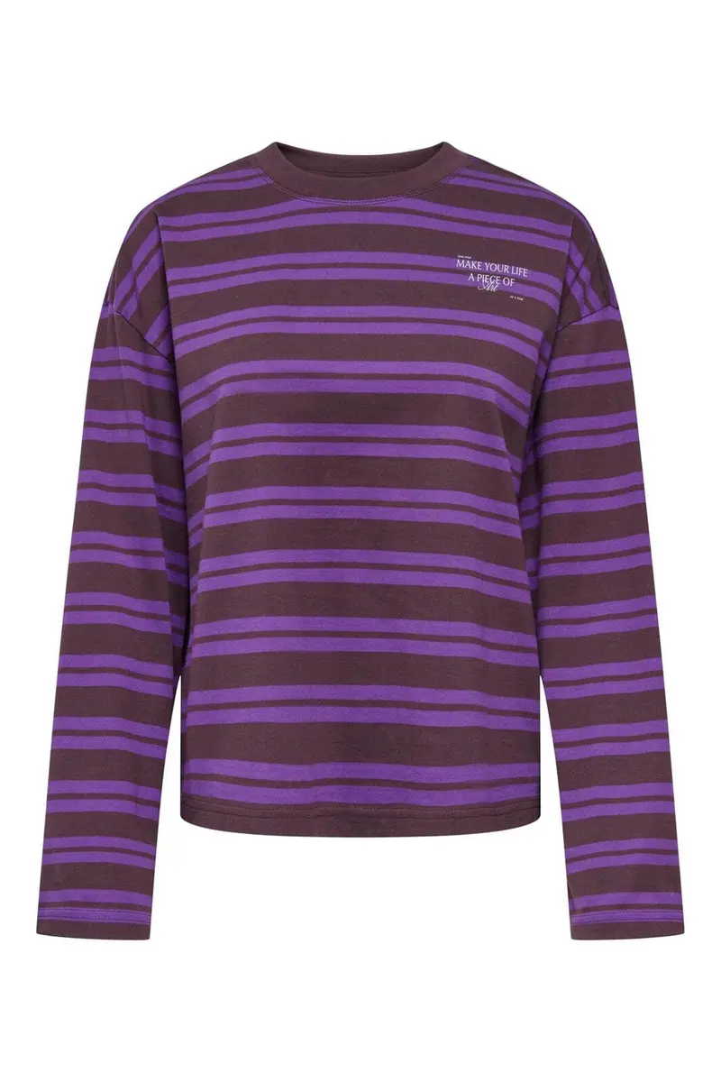 Only - Onlfreja L/S Stripe Top Cc - 5128183 Plum Perfect Freja New Autumn (Pansy) + Poetry Print