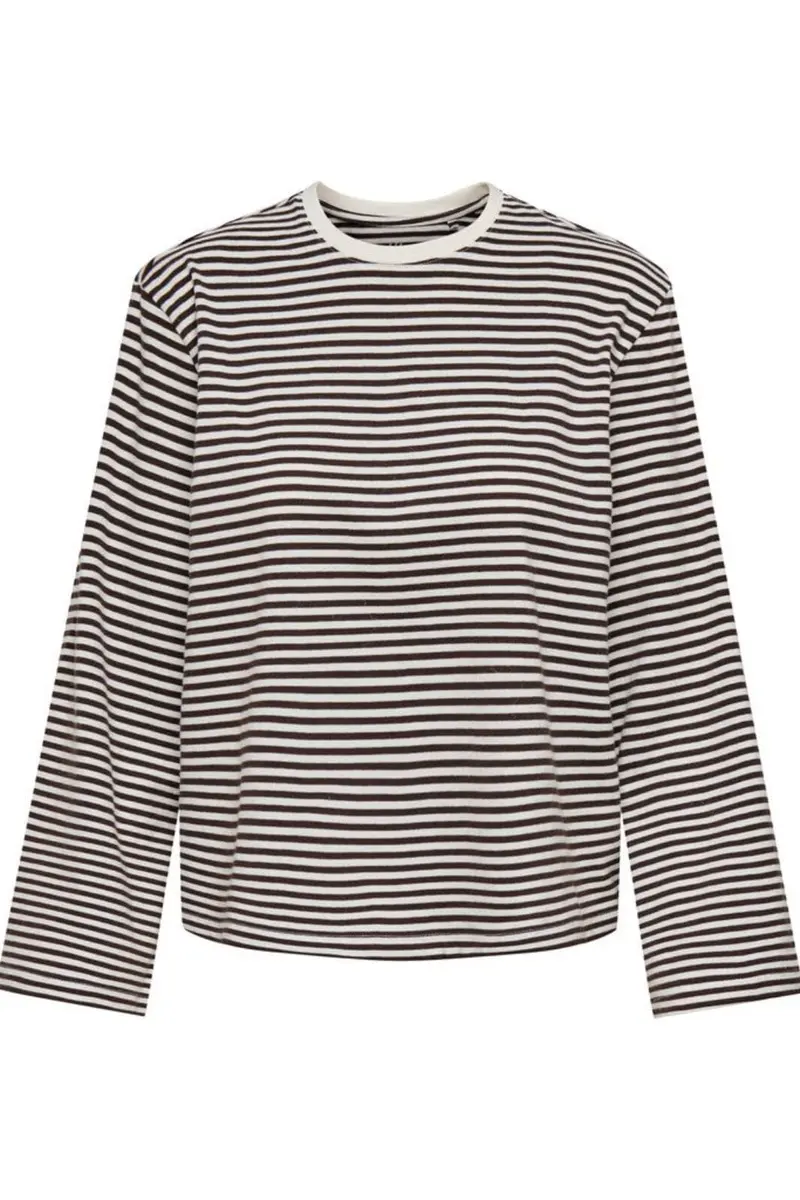 Only - Onlfreja Stripe L/S Wide Sleeve - 5082168 Coffee Bean Cloud Dancer (Mel)