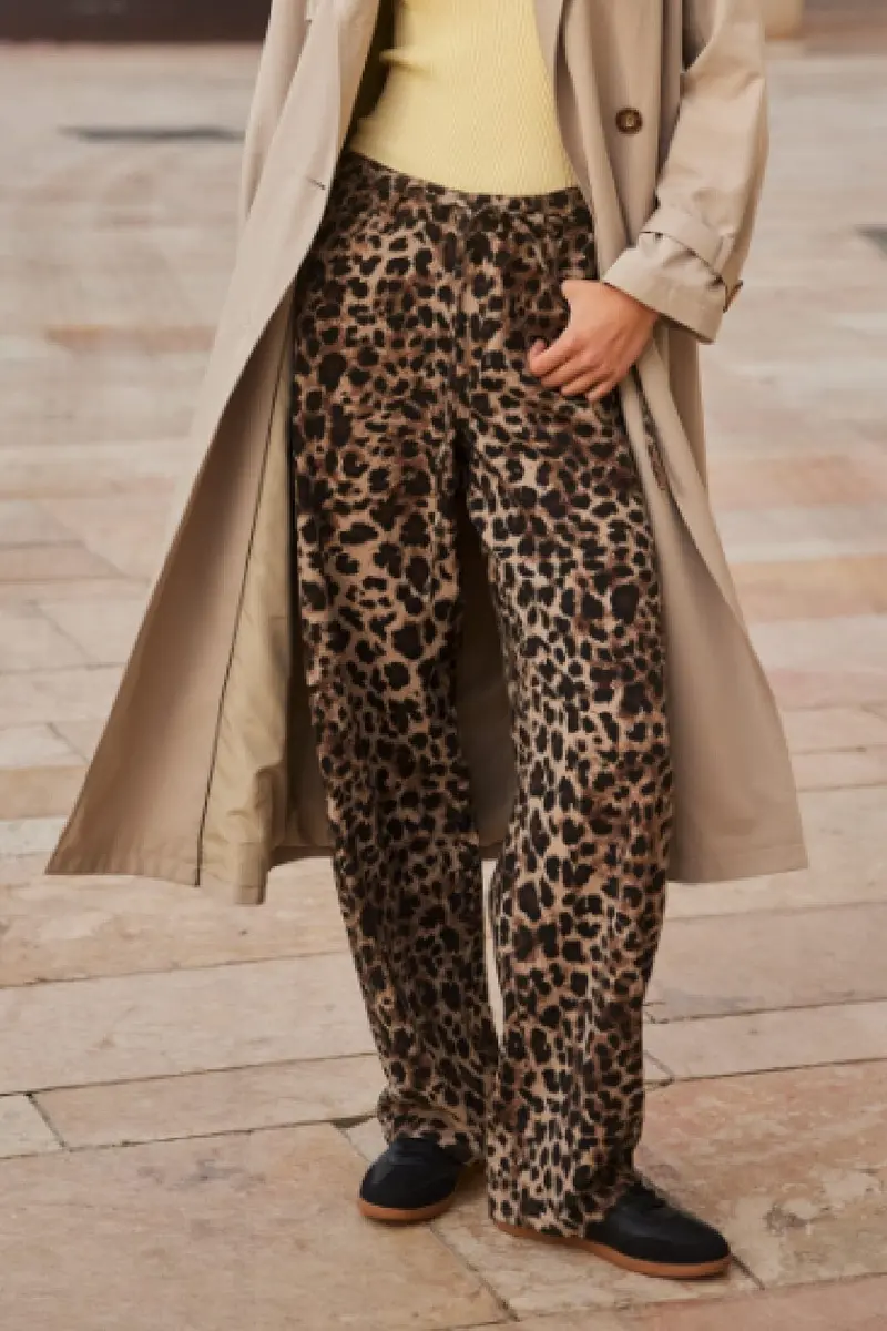 Only - Onlgianna Straight Belt Pant - 4718899 Light Taupe W Black Leo