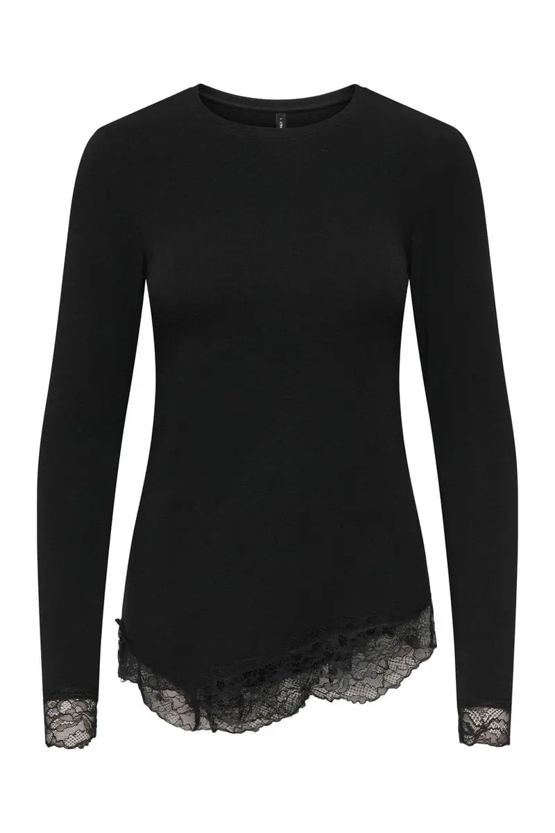 Only - Onlglamour L/S Lace Detail Top - 5123394 Black