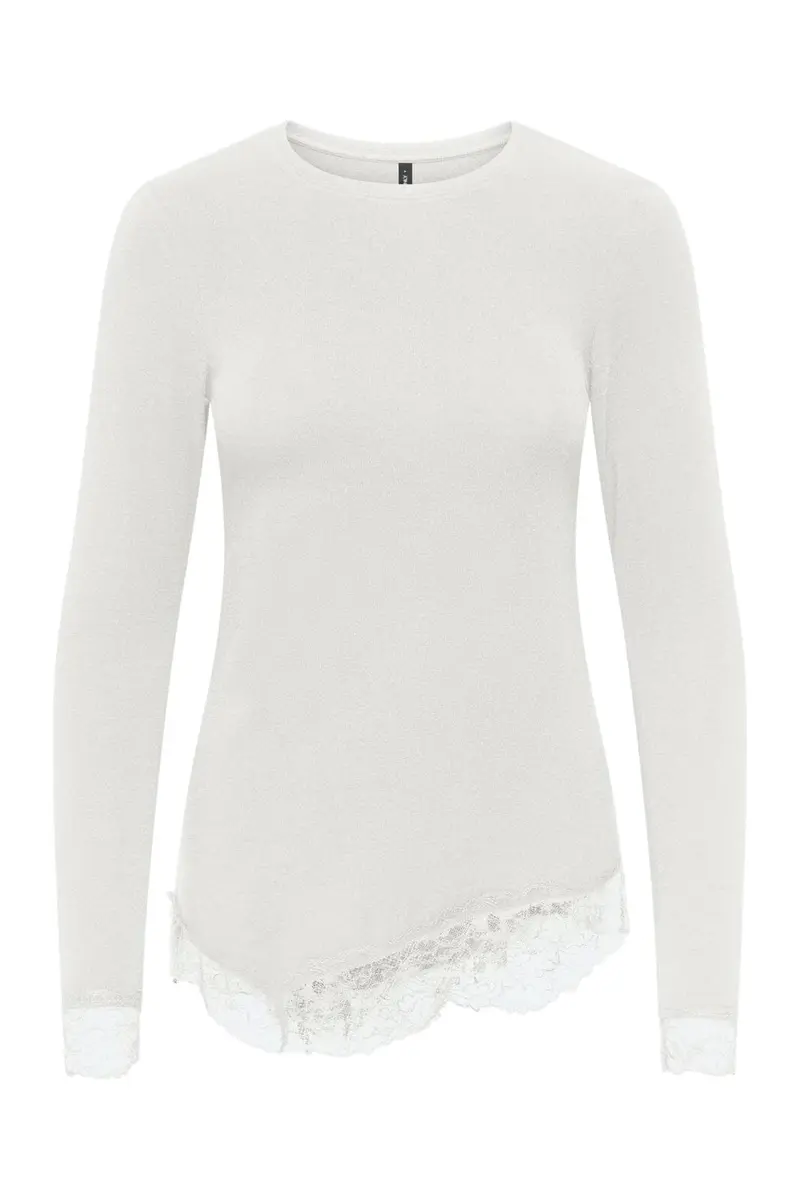 Only - Onlglamour L/S Lace Detail Top - 5135955 Cloud Dancer