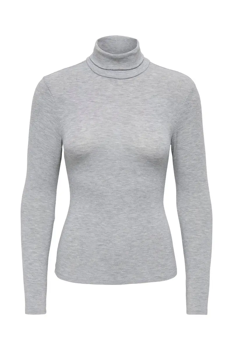 Only - Onlglamour L/S Roll-Neck Top - 5090760 Light Grey Melange